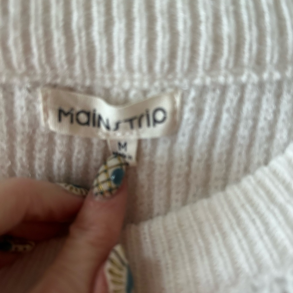 Main Strip Cream Ribbed Knit Top - Picture 2 of 2
